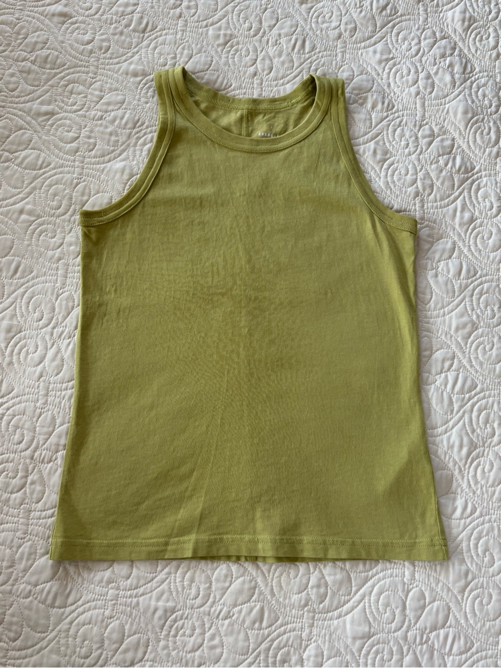 Everlane Cotton Cutaway Tank in Chartreuse